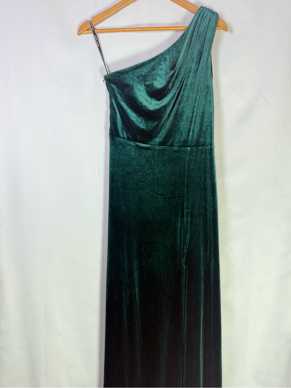 Birdy Grey One-Shoulder Emerald Green Velvet Evening Dress Size M